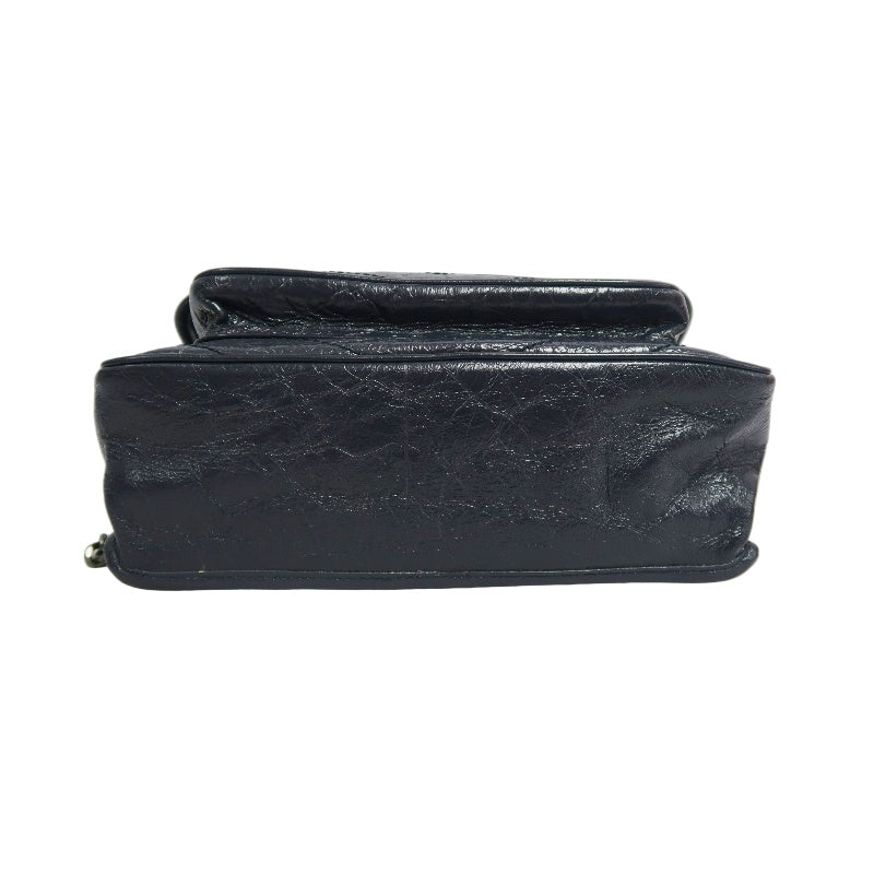YVES SAINT LAURENT YSL NIKI Crinkled Waxed Leather Shoulder Bag Black