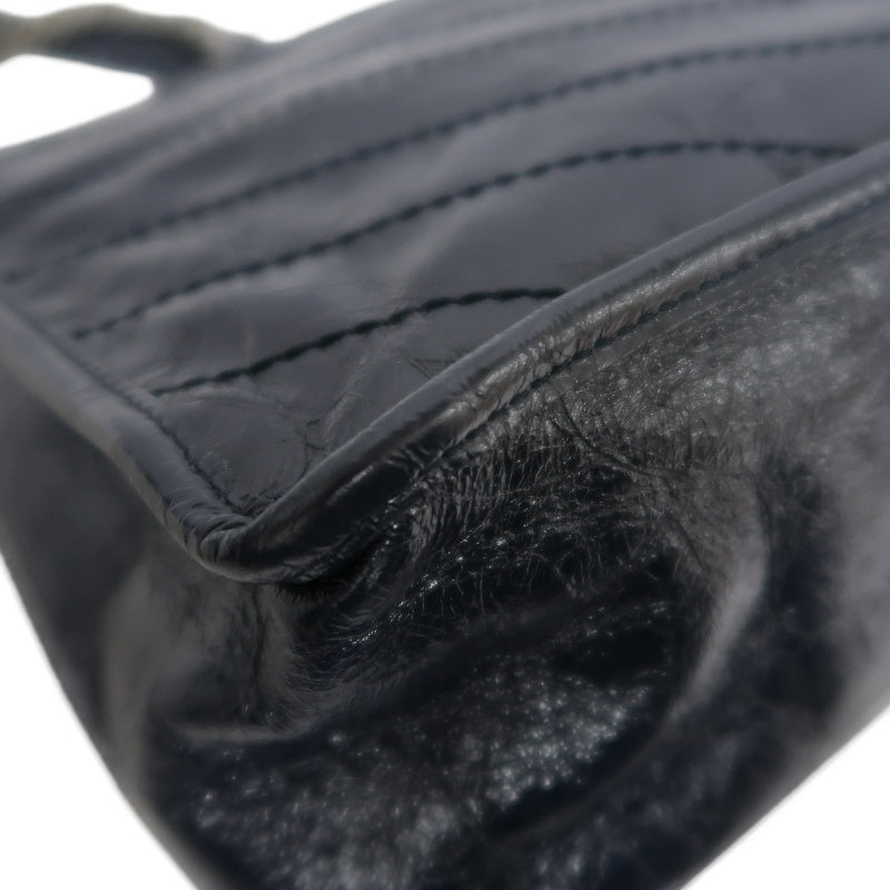 YVES SAINT LAURENT YSL NIKI Crinkled Waxed Leather Shoulder Bag Black