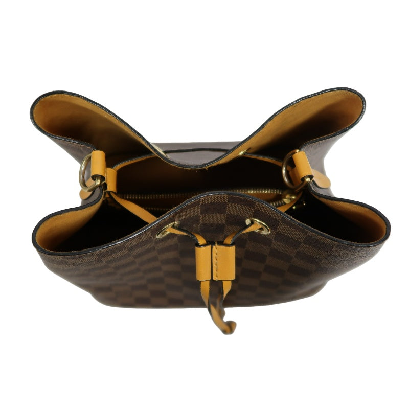 LOUIS VUITTON LV NeoNoe Damier Ebene Canvas Bucket Shoulder Bag Brown Yellow PVC