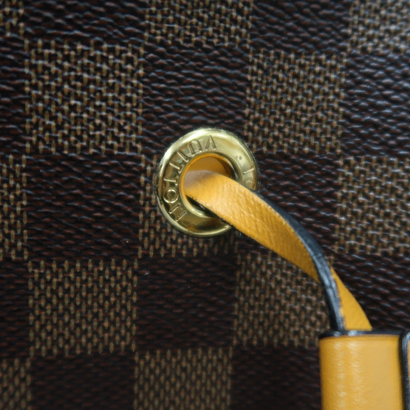 LOUIS VUITTON LV NeoNoe Damier Ebene Canvas Bucket Shoulder Bag Brown Yellow PVC