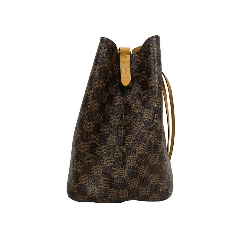 LOUIS VUITTON LV NeoNoe Damier Ebene Canvas Bucket Shoulder Bag Brown Yellow PVC
