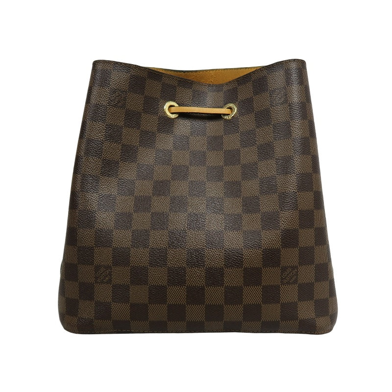 LOUIS VUITTON LV NeoNoe Damier Ebene Canvas Bucket Shoulder Bag Brown Yellow PVC