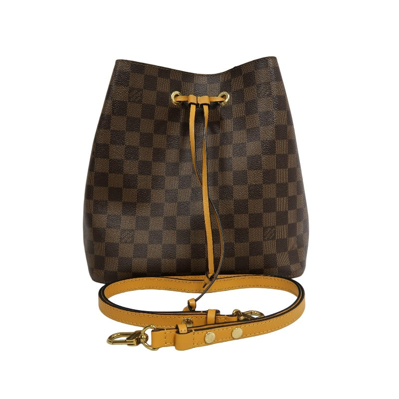 LOUIS VUITTON LV NeoNoe Damier Ebene Canvas Bucket Shoulder Bag Brown Yellow PVC