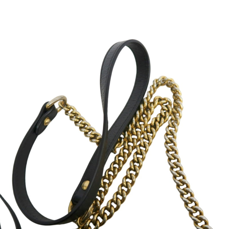 GUCCI GG Marmont Matelasse Lambskin Round Crossbody Bag Black Gold Hardware