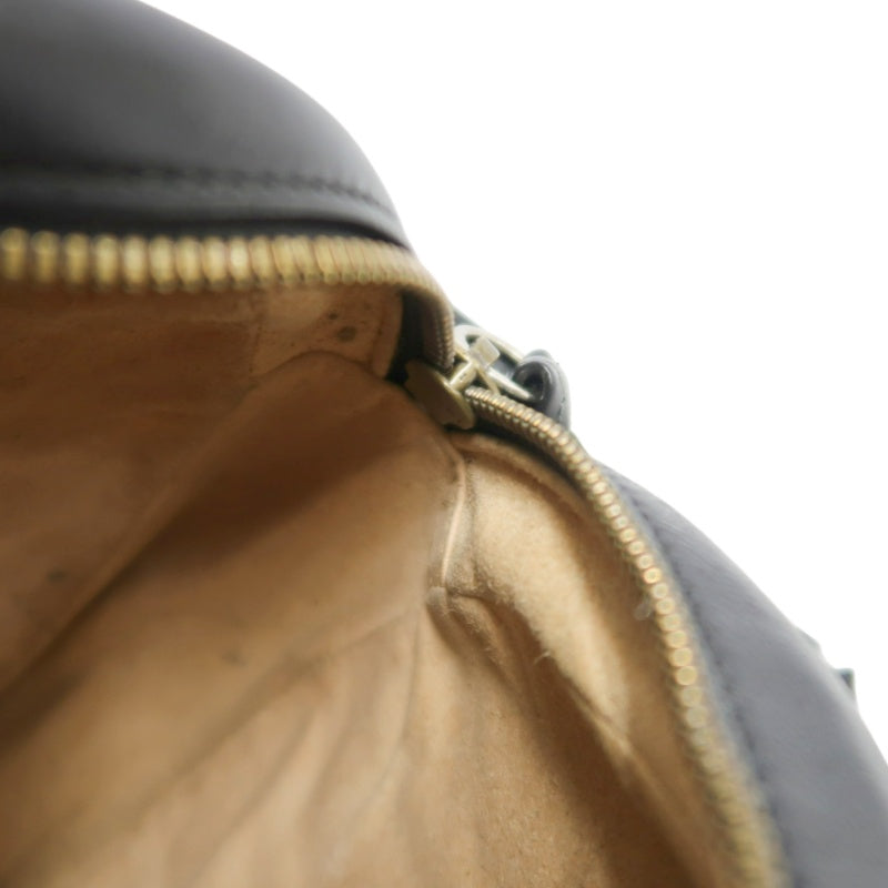 GUCCI GG Marmont Matelasse Lambskin Round Crossbody Bag Black Gold Hardware
