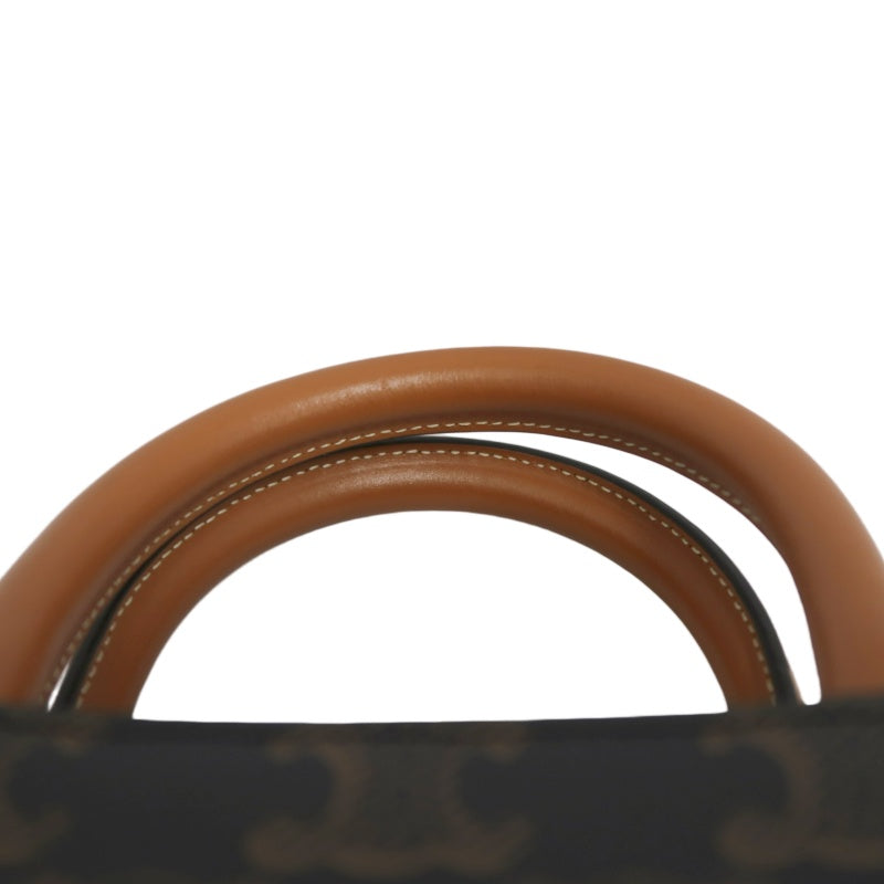 CELINE Mini Vertical Cabas Triomphe Canvas Tote Shoulder Bag Brown PVC