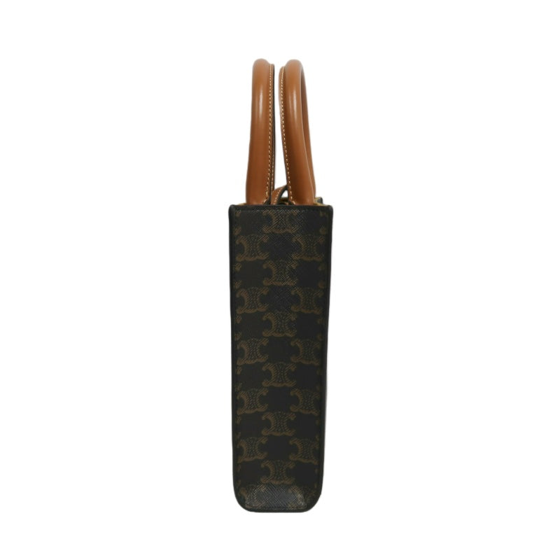 CELINE Mini Vertical Cabas Triomphe Canvas Tote Shoulder Bag Brown PVC