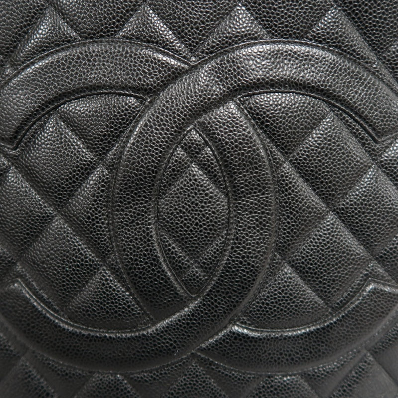 CHANEL Matelasse Vintage Caviar Leather Hilton Tote Shoulder Bag Black Gold Hardware
