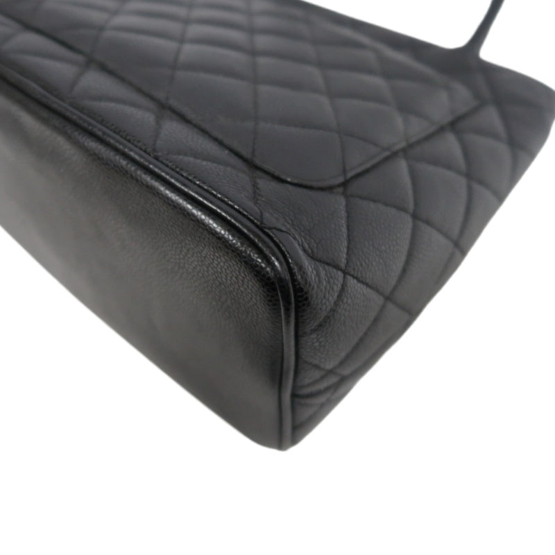 CHANEL Matelasse Vintage Caviar Leather Hilton Tote Shoulder Bag Black Gold Hardware