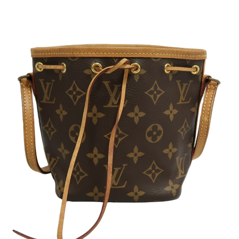 LOUIS VUITTON LV Nano Noe Monogram Canvas Mini Bucket Shoulder Bag Brown PVC