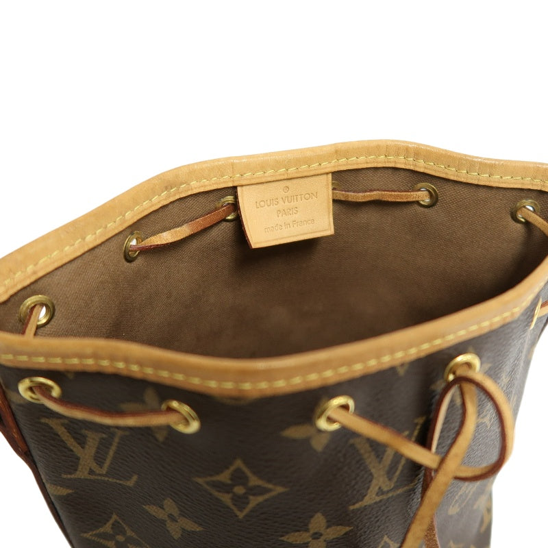 LOUIS VUITTON LV Nano Noe Monogram Canvas Mini Bucket Shoulder Bag Brown PVC