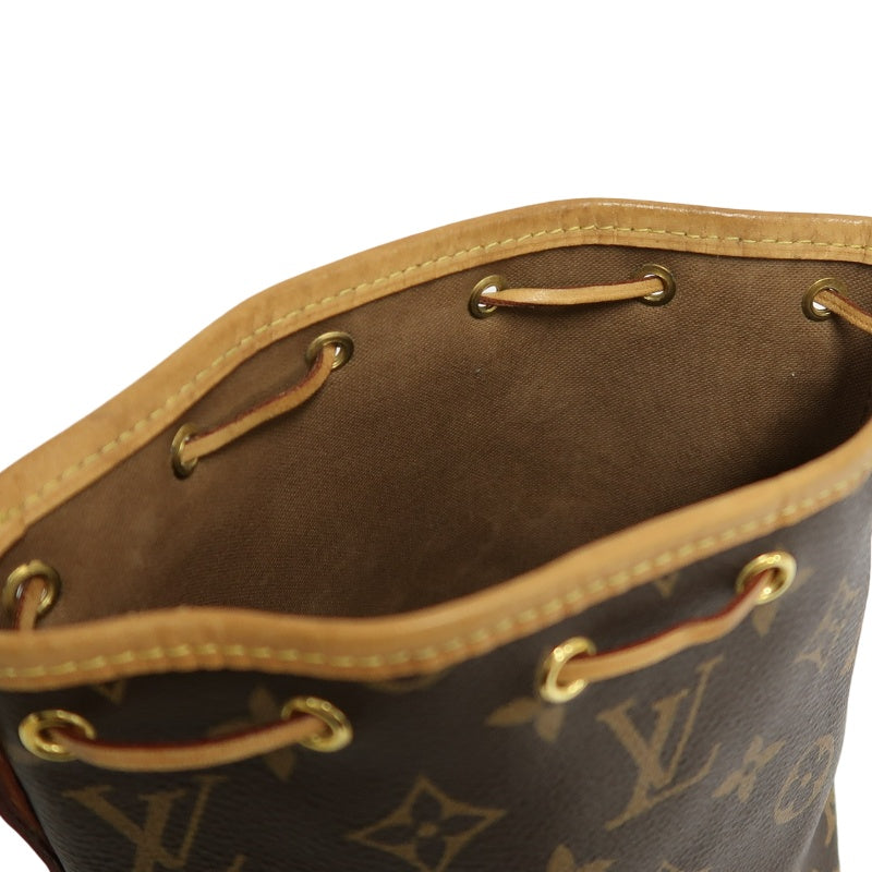 LOUIS VUITTON LV Nano Noe Monogram Canvas Mini Bucket Shoulder Bag Brown PVC