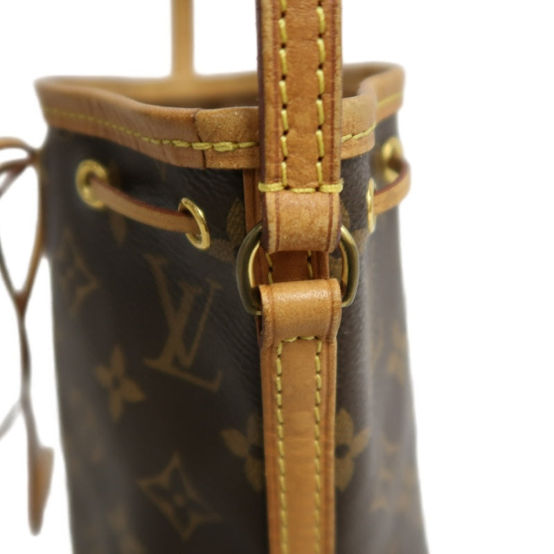 LOUIS VUITTON LV Nano Noe Monogram Canvas Mini Bucket Shoulder Bag Brown PVC