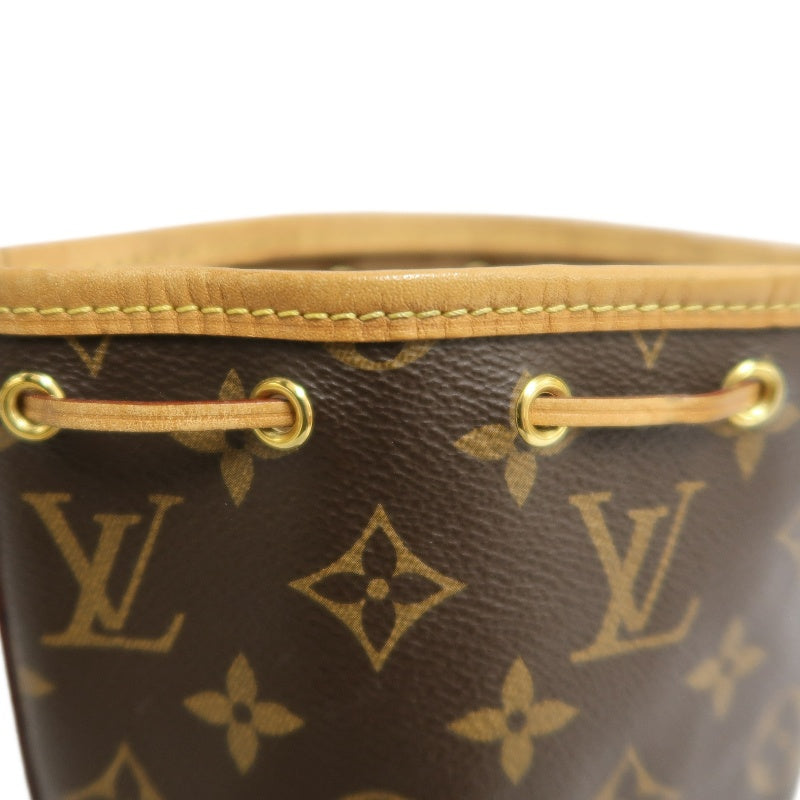 LOUIS VUITTON LV Nano Noe Monogram Canvas Mini Bucket Shoulder Bag Brown PVC