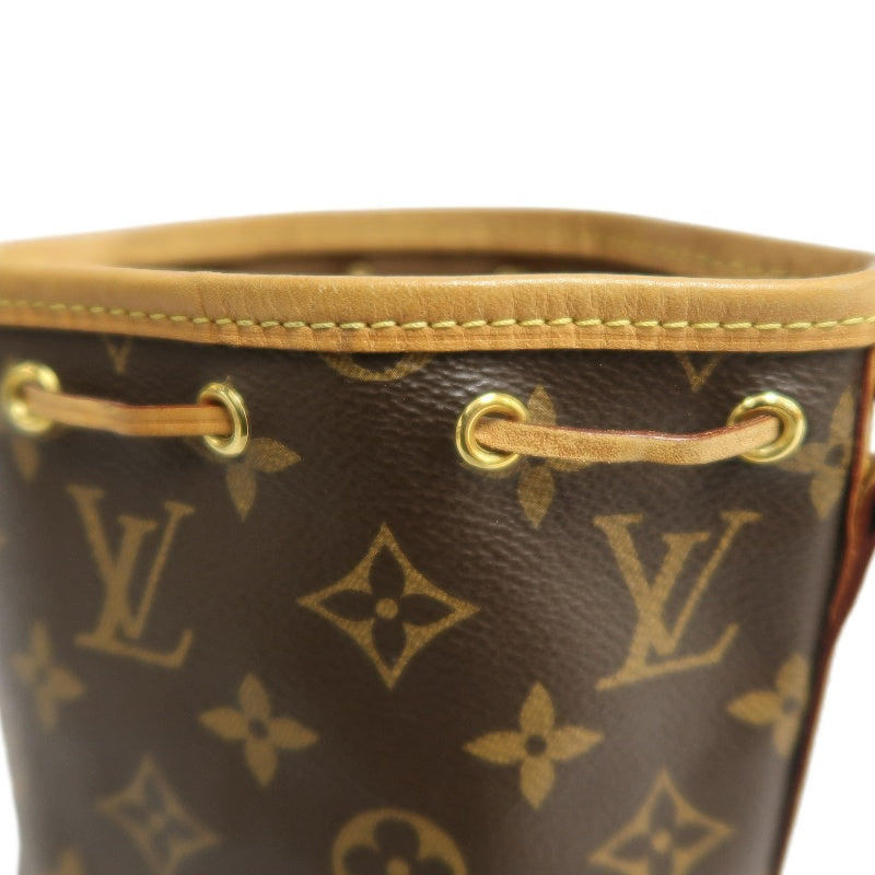 LOUIS VUITTON LV Nano Noe Monogram Canvas Mini Bucket Shoulder Bag Brown PVC