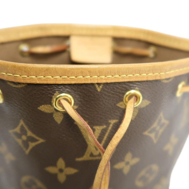 LOUIS VUITTON LV Nano Noe Monogram Canvas Mini Bucket Shoulder Bag Brown PVC