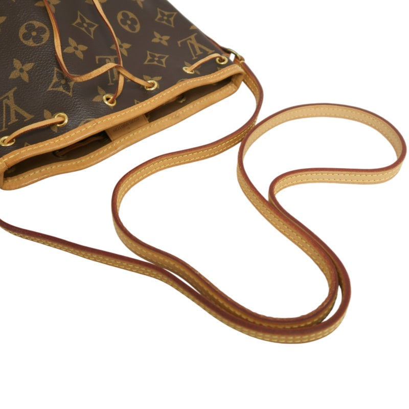 LOUIS VUITTON LV Nano Noe Monogram Canvas Mini Bucket Shoulder Bag Brown PVC