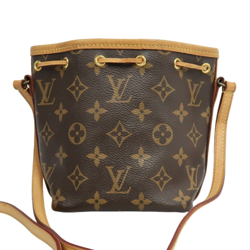 LOUIS VUITTON LV Nano Noe Monogram Canvas Mini Bucket Shoulder Bag Brown PVC