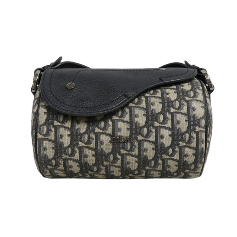 DIOR  Oblique Blue Canvas Flap Crossbody Bag