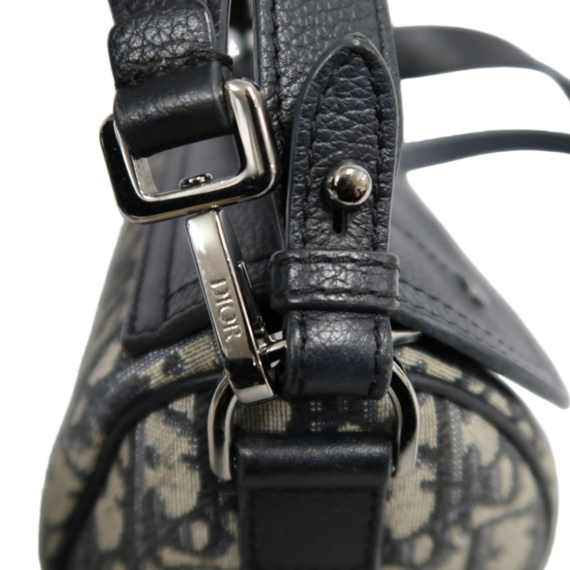DIOR  Oblique Blue Canvas Flap Crossbody Bag