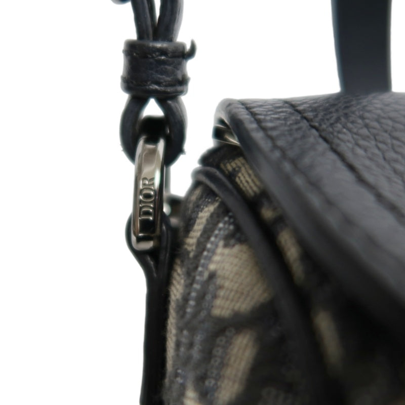 DIOR  Oblique Blue Canvas Flap Crossbody Bag