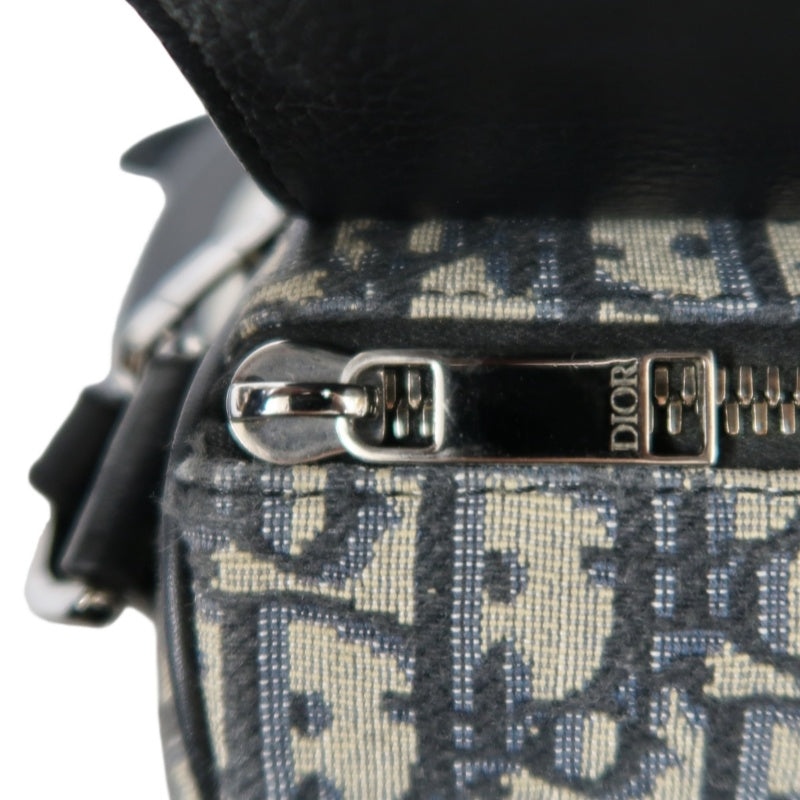 DIOR  Oblique Blue Canvas Flap Crossbody Bag