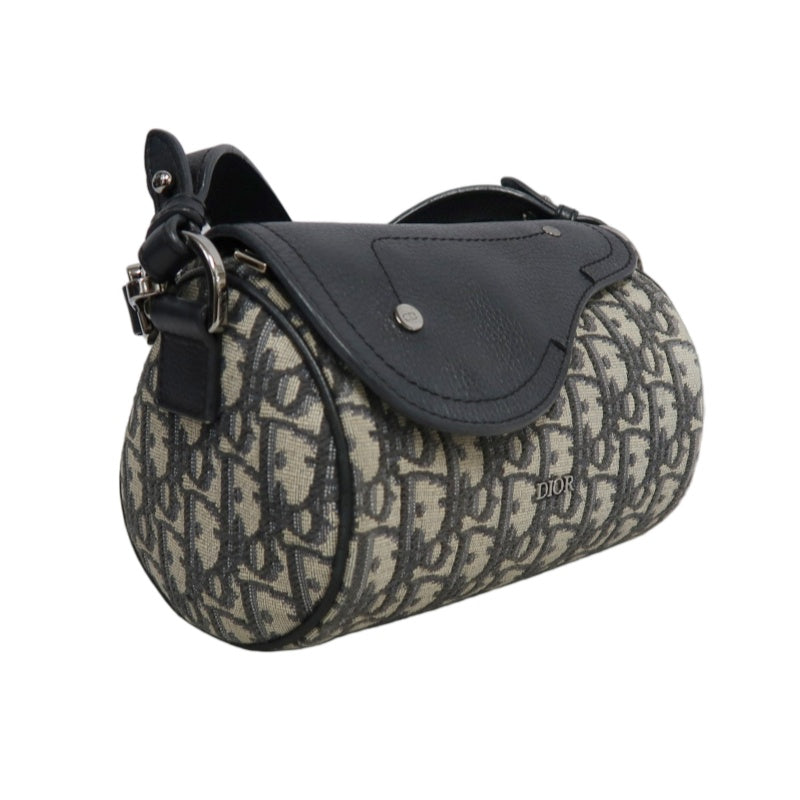 DIOR  Oblique Blue Canvas Flap Crossbody Bag