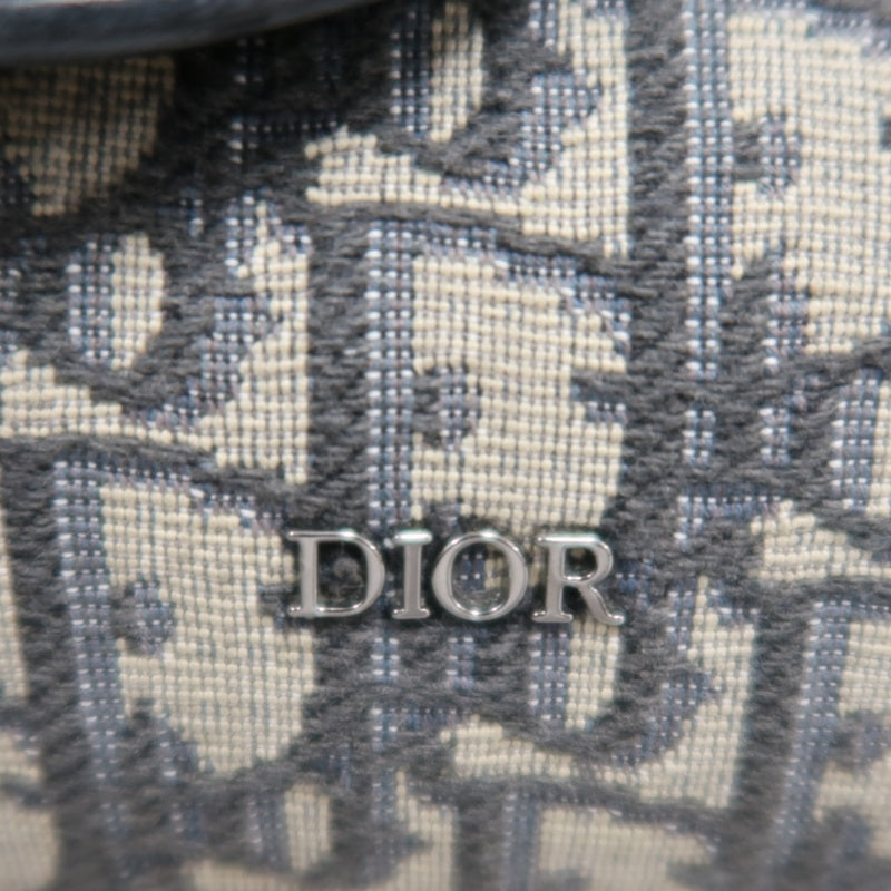 DIOR  Oblique Blue Canvas Flap Crossbody Bag