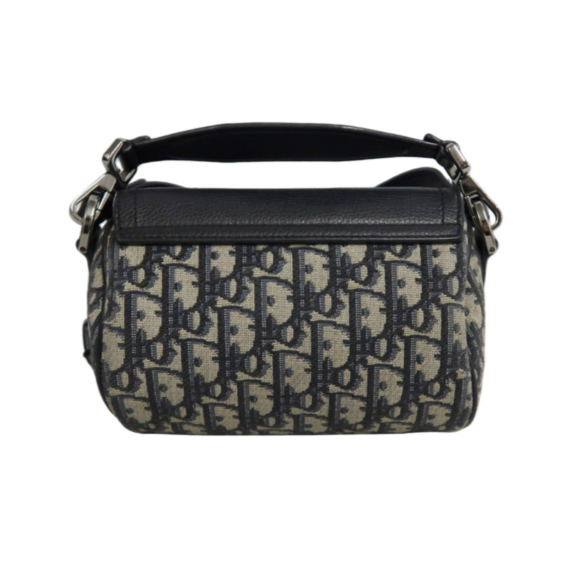 DIOR  Oblique Blue Canvas Flap Crossbody Bag