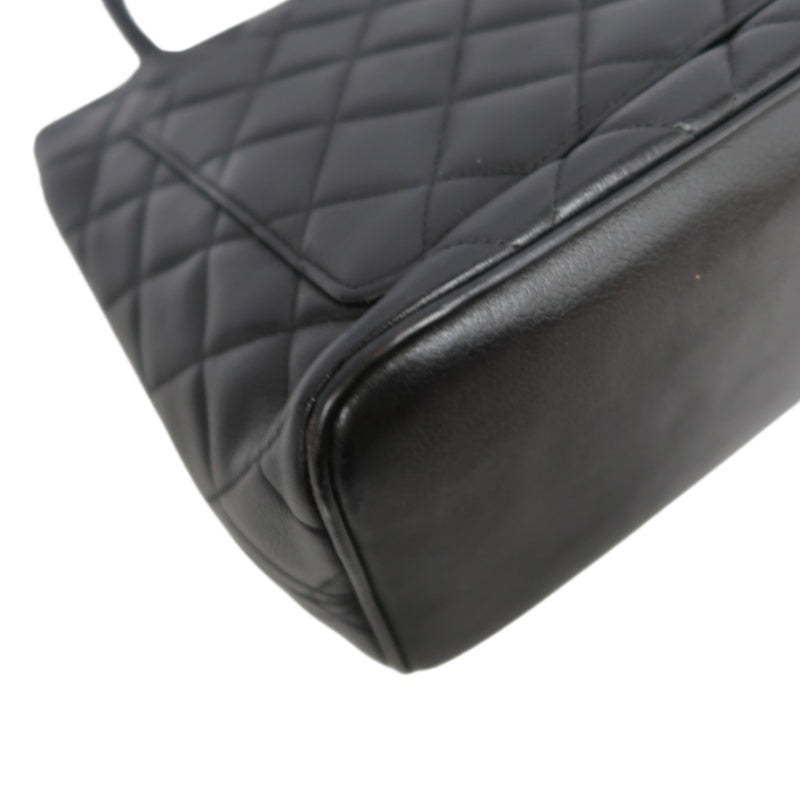 CHANEL Matelasse Vintage Caviar Leather Hilton Tote Shoulder Bag Black Gold Hardware