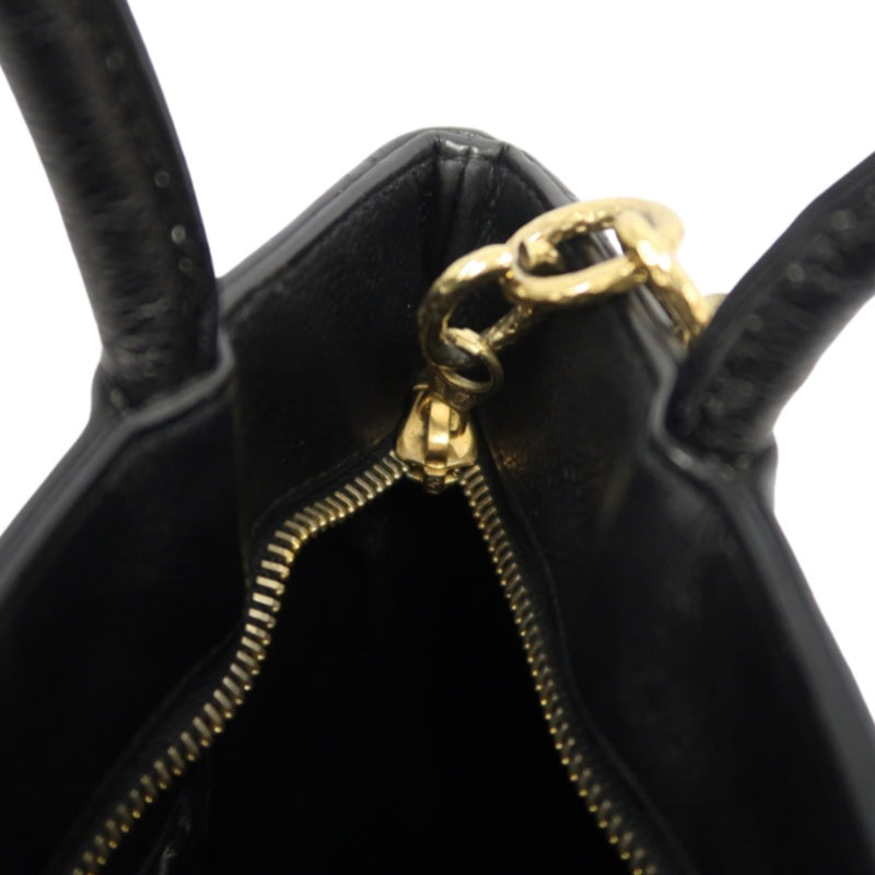 CHANEL Matelasse Vintage Caviar Leather Hilton Tote Shoulder Bag Black Gold Hardware