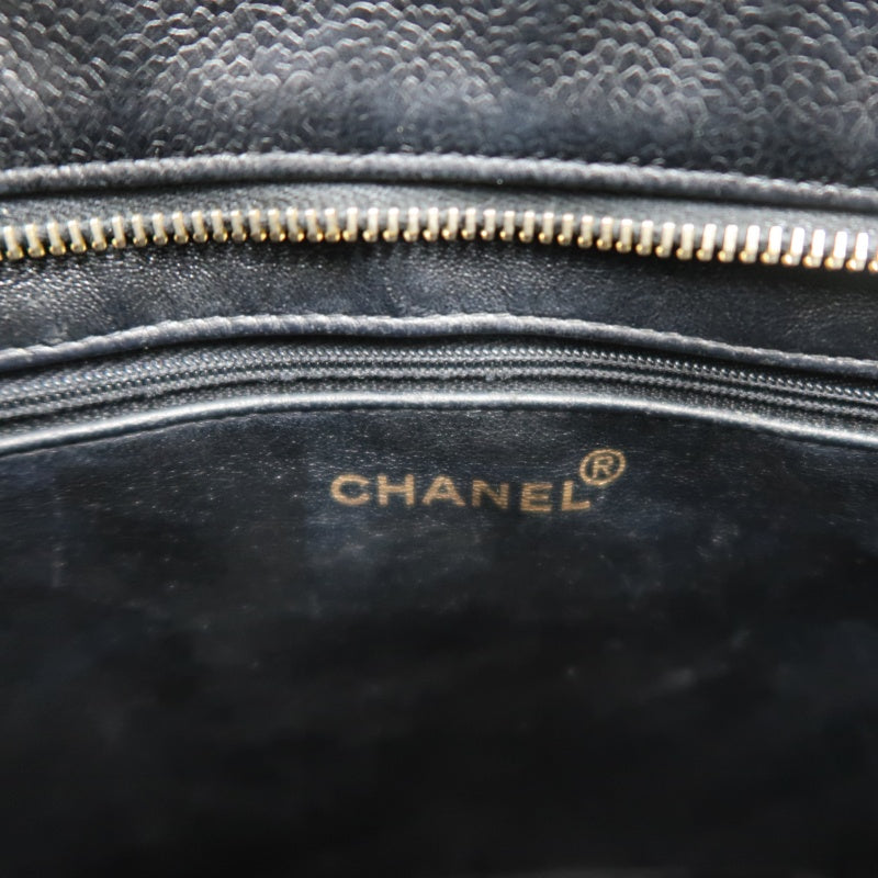 CHANEL Matelasse Vintage Caviar Leather Hilton Tote Shoulder Bag Black Gold Hardware