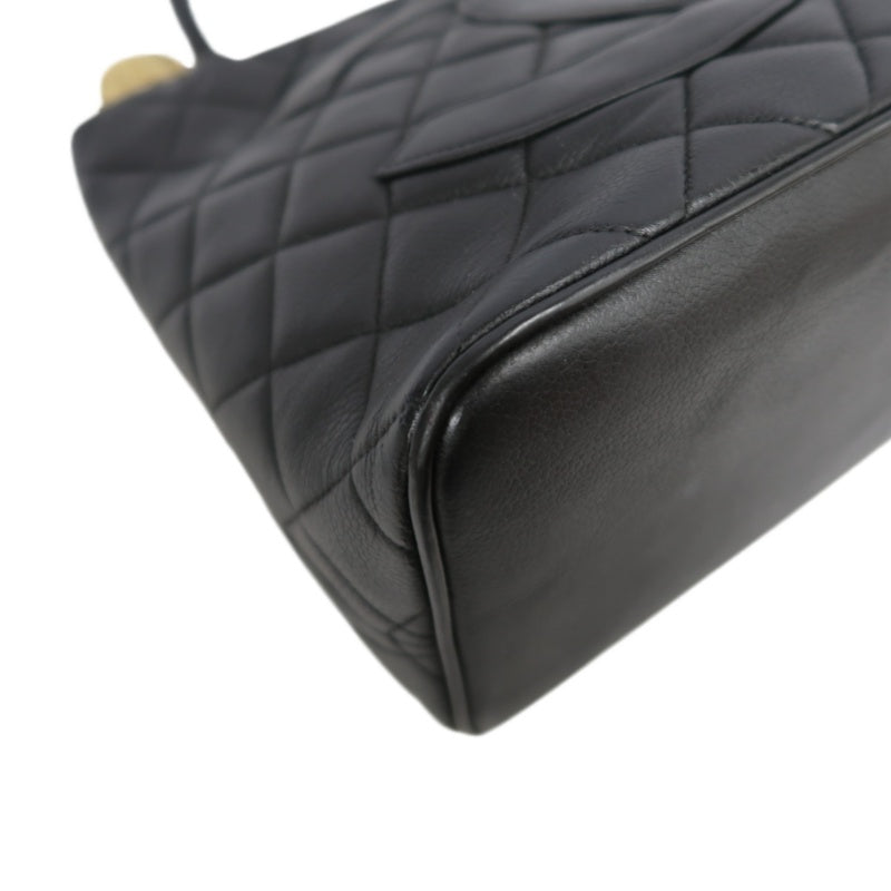 CHANEL Matelasse Vintage Caviar Leather Hilton Tote Shoulder Bag Black Gold Hardware