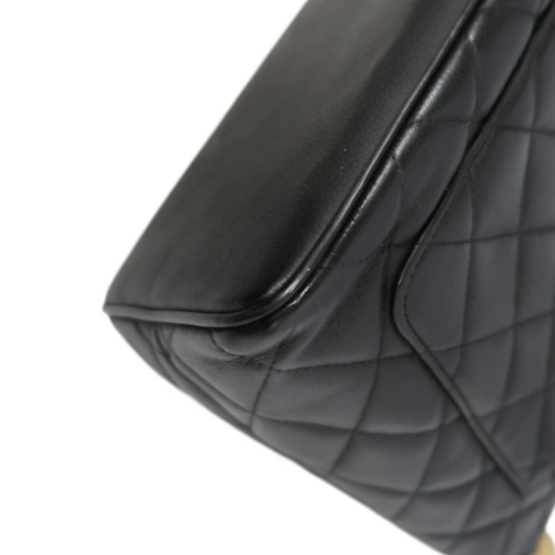 CHANEL Matelasse Vintage Caviar Leather Hilton Tote Shoulder Bag Black Gold Hardware