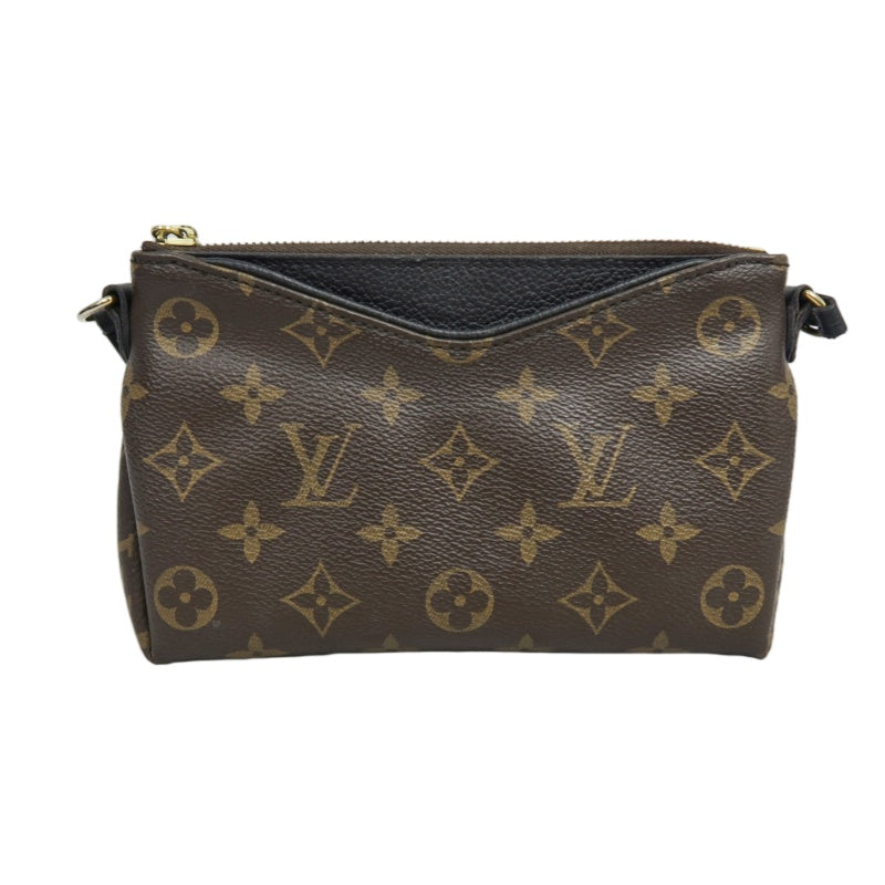 LOUIS VUITTON LV Pallas Monogram Canvas Noir Shoulder Bag Brown PVC