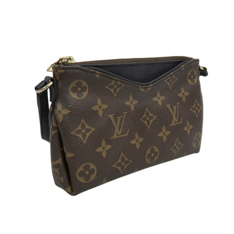 LOUIS VUITTON LV Pallas Monogram Canvas Noir Shoulder Bag Brown PVC