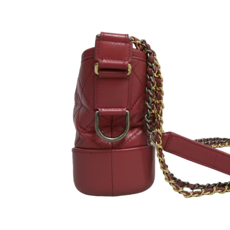 CHANEL Gabrielle Lambskin Hobo Shoulder Bag Pink Red