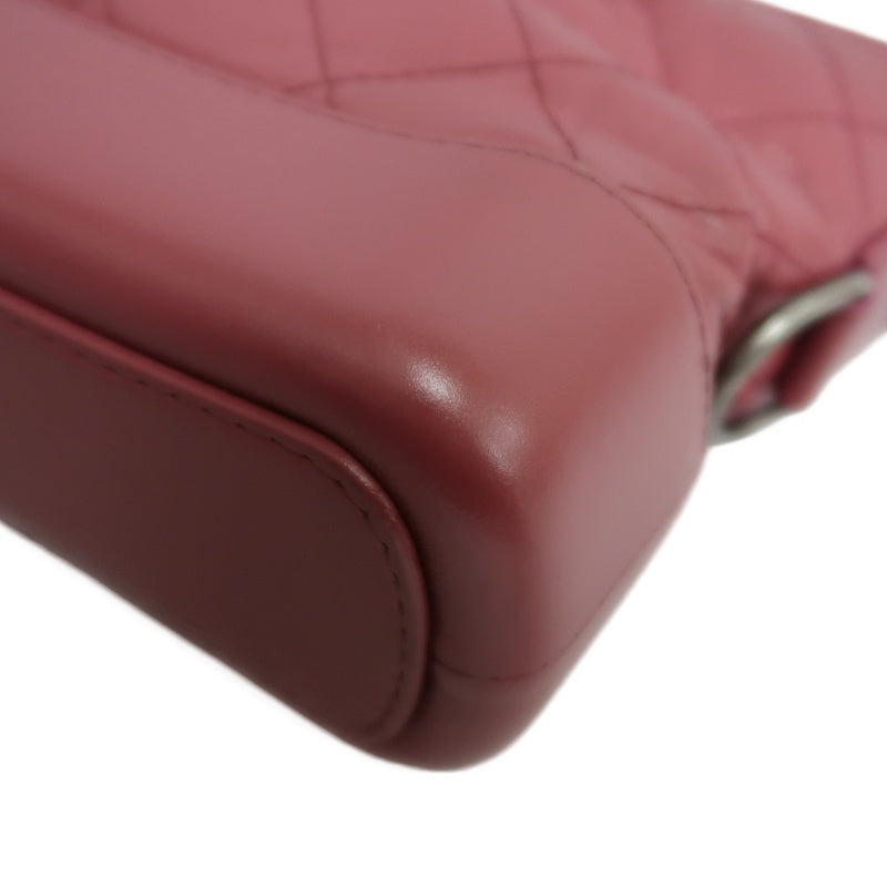 CHANEL Gabrielle Lambskin Hobo Shoulder Bag Pink Red