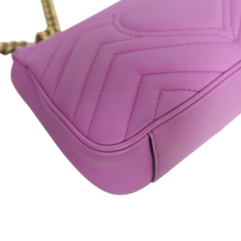 GUCCI GG Marmont Quilted Calfskin Shoulder Bag Pink Gold Hardware
