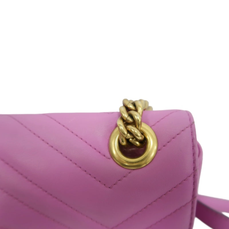 GUCCI GG Marmont Quilted Calfskin Shoulder Bag Pink Gold Hardware