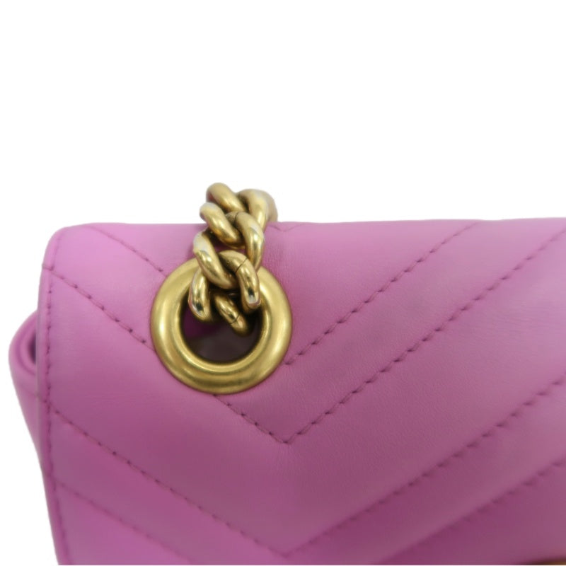 GUCCI GG Marmont Quilted Calfskin Shoulder Bag Pink Gold Hardware