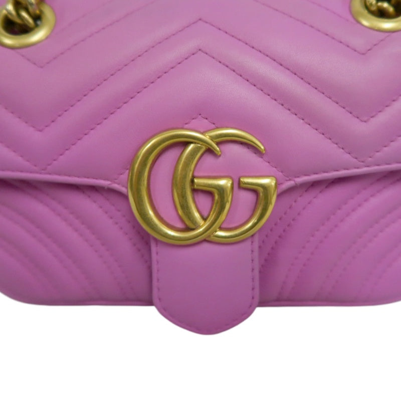 GUCCI GG Marmont Quilted Calfskin Shoulder Bag Pink Gold Hardware