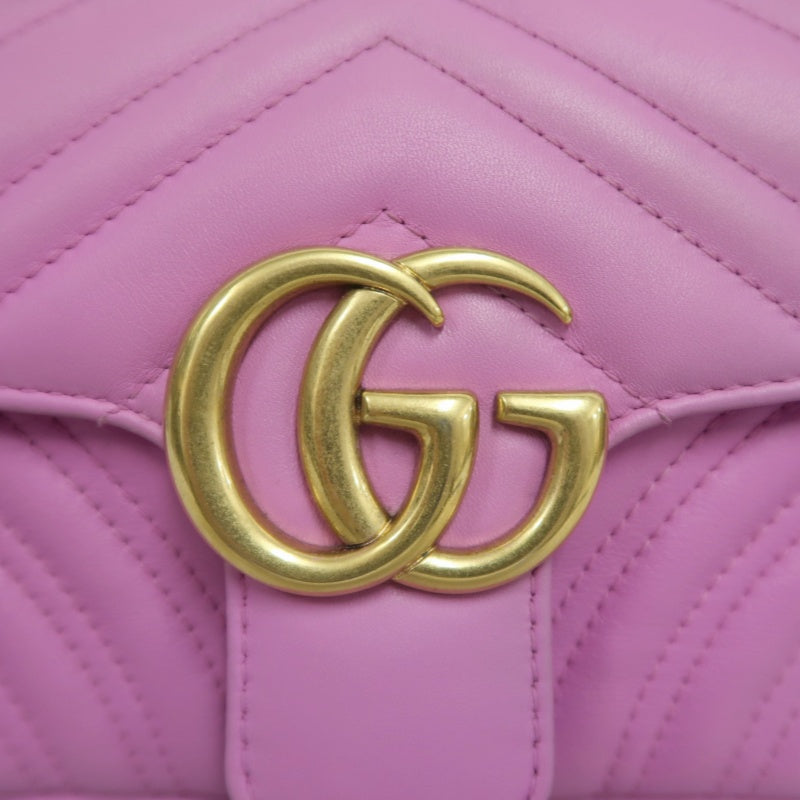 GUCCI GG Marmont Quilted Calfskin Shoulder Bag Pink Gold Hardware