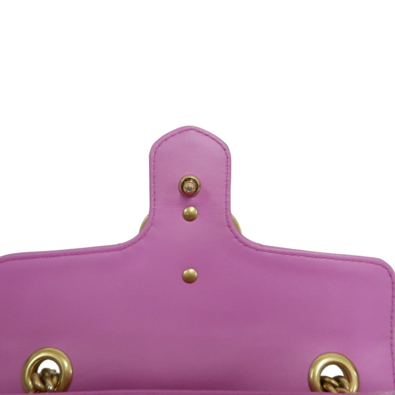 GUCCI GG Marmont Quilted Calfskin Shoulder Bag Pink Gold Hardware