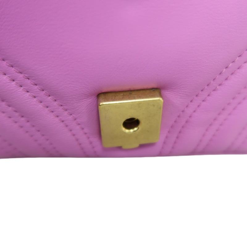 GUCCI GG Marmont Quilted Calfskin Shoulder Bag Pink Gold Hardware