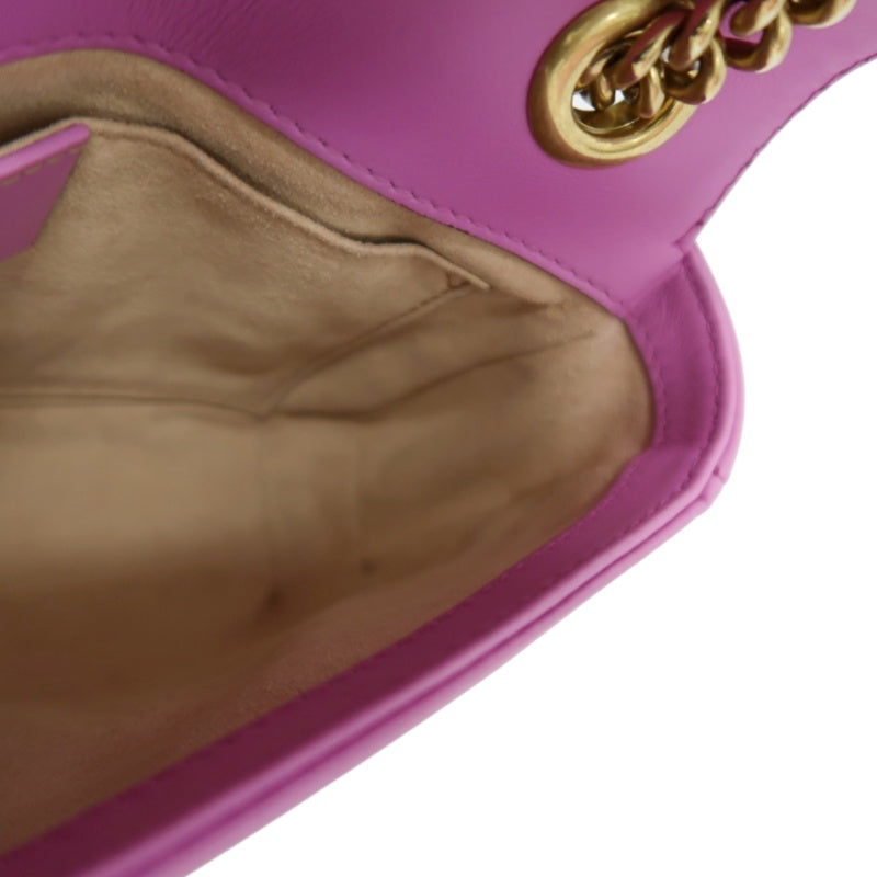 GUCCI GG Marmont Quilted Calfskin Shoulder Bag Pink Gold Hardware