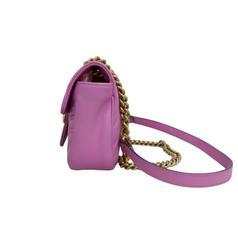 GUCCI GG Marmont Quilted Calfskin Shoulder Bag Pink Gold Hardware