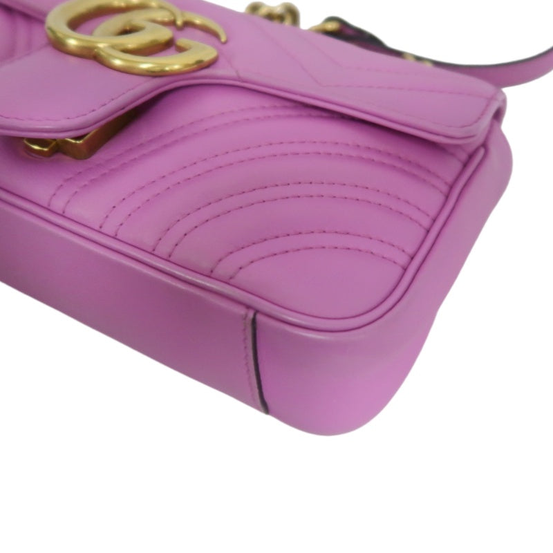 GUCCI GG Marmont Quilted Calfskin Shoulder Bag Pink Gold Hardware