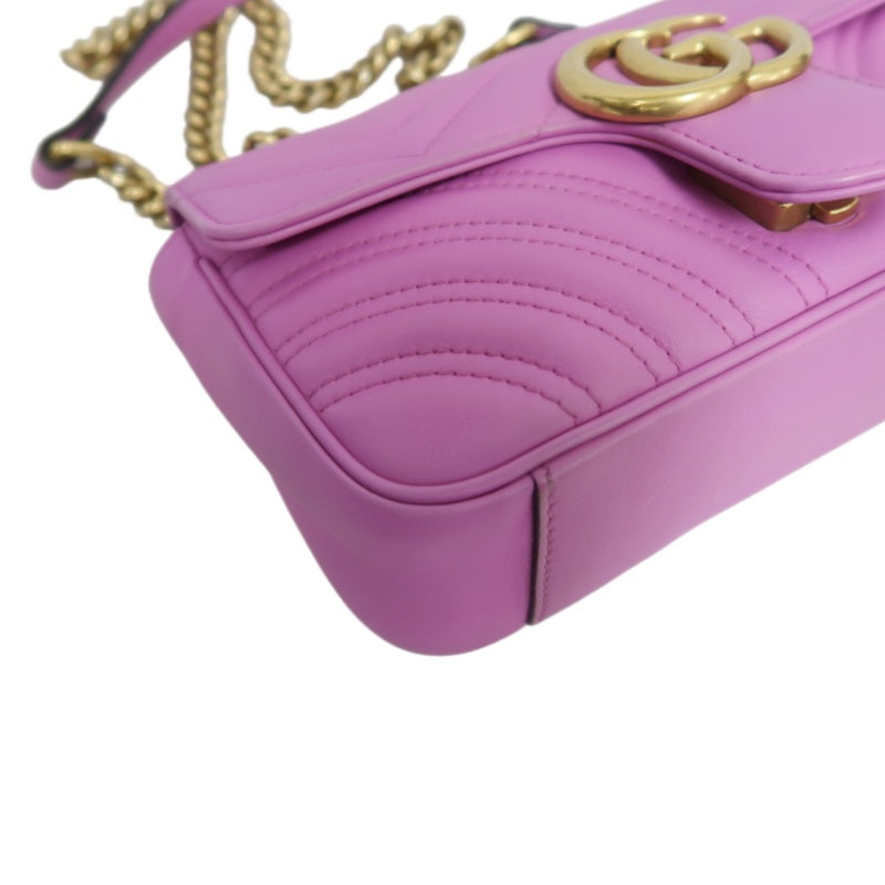 GUCCI GG Marmont Quilted Calfskin Shoulder Bag Pink Gold Hardware