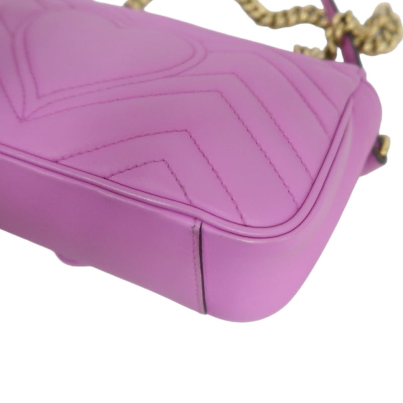 GUCCI GG Marmont Quilted Calfskin Shoulder Bag Pink Gold Hardware